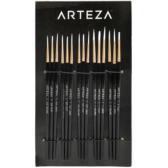 Arteza® 15 Piece Handmade Taklon Miniature Detail Brush Set